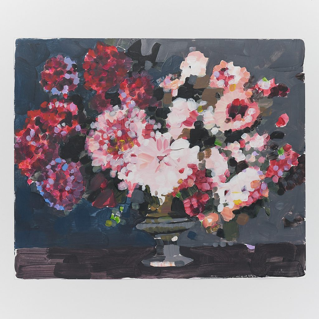 painterly floral art in acrylic on paper by Gabriela Ibarra