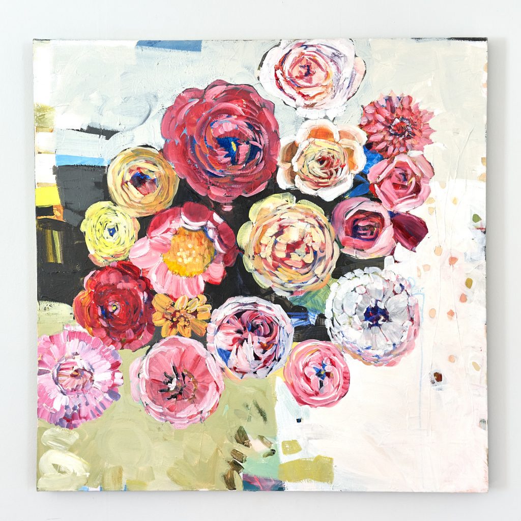 painterly floral art in acrylic on canvas by Gabriela Ibarra